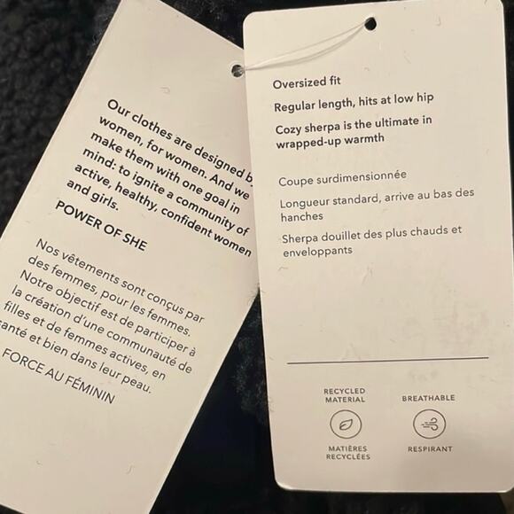 NEW XS Athleta Cozy Sherpa Fleece Snap Front Pullover Quilted Black Sweatshirt - Picture 8 of 9